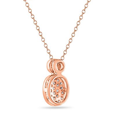 Diamaison 10k Rose Gold 1/10 Carat T.W. Diamond Oval Pendant Necklace
