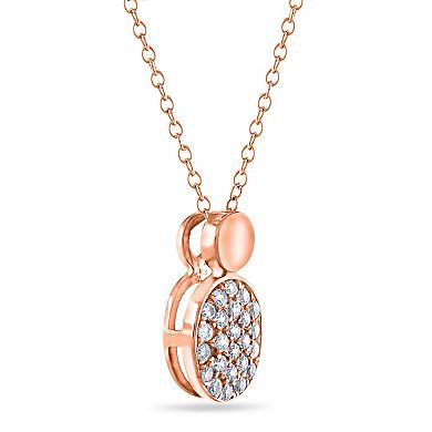 Diamaison 10k Rose Gold 1/10 Carat T.W. Diamond Oval Pendant Necklace