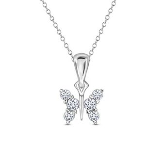 Sterling Silver 1/10 Carat T.W. Diamond Butterfly Pendant Necklace