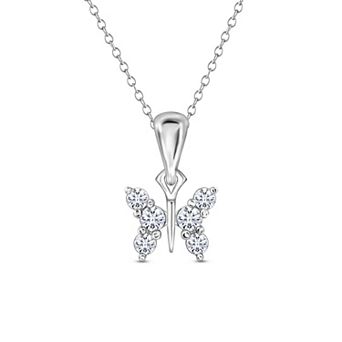 Diamaison Sterling Silver 1/10 Carat T.W. Diamond Butterfly Pendant Necklace