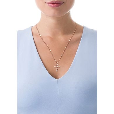 Diamaison 14k Rose Gold 1 Carat T.W. Diamond Cross Pendant Necklace