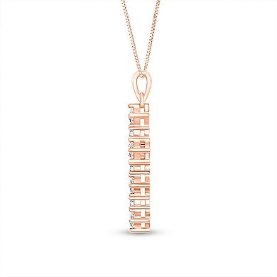 Diamaison 14k Rose Gold 1 Carat T.W. Diamond Cross Pendant Necklace