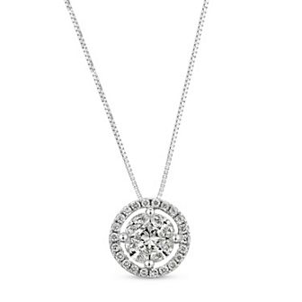 14k White Gold 5/8 Carat T.W. Diamond Pendant Necklace