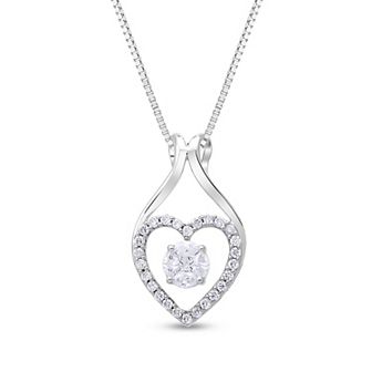 14k White Gold 1/3 Carat T.W. Diamond Scalloped Heart Pendant Necklace