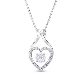 Diamaison 14k White Gold 1/3 Carat T.W. Diamond Scalloped Heart Pendant Necklace