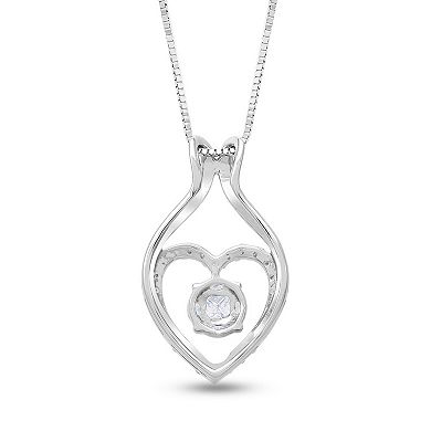 14k White Gold 1/3 Carat T.W. Diamond Scalloped Heart Pendant Necklace