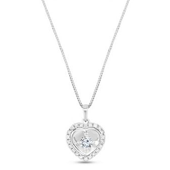 14k White Gold 1/4 Carat T.W. Diamond Framed Heart Pendant Necklace