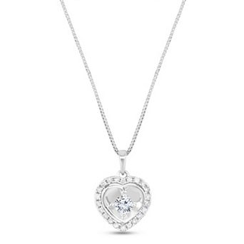 Diamaison 14k White Gold 1/4 Carat T.W. Diamond Framed Heart Pendant Necklace