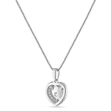 14k White Gold 1/4 Carat T.W. Diamond Framed Heart Pendant Necklace