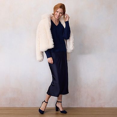 Women's LC Lauren Conrad V-Neck Cable Pullover Sweater