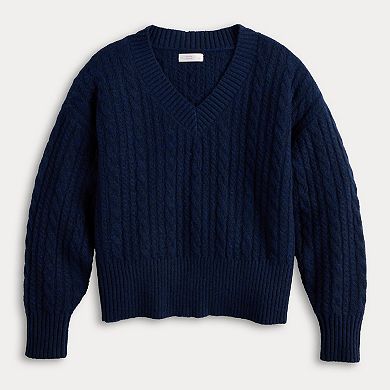 Women's LC Lauren Conrad V-Neck Cable Pullover Sweater