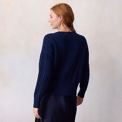 Women's LC Lauren Conrad V-Neck Cable Pullover Sweater