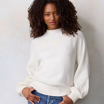 Women's LC Lauren Conrad Balloon Sleeve Mock Neck Sweater