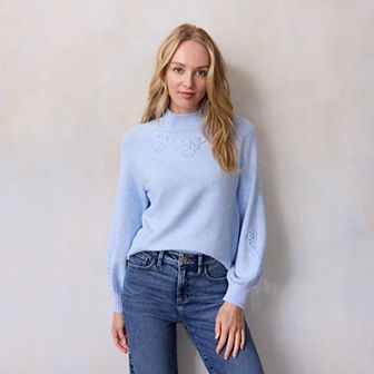 Women's LC Lauren Conrad Balloon Sleeve Mock Neck Sweater