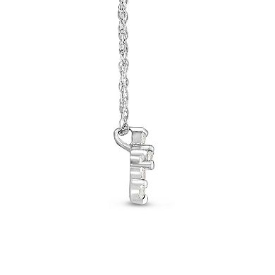 Diamaison 10k White Gold 1/10 Carat T.W. Diamond Cross Pendant Necklace