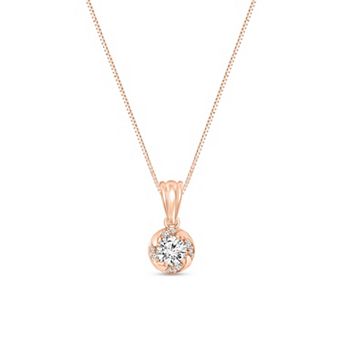 Diamaison 10k Rose Gold 1/4 Carat T.W. Diamond Pendant Necklace