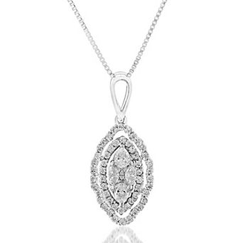 Diamaison 10k White Gold 1/3 Carat T.W. Diamond Pendant Necklace
