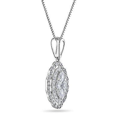 Diamaison 10k White Gold 1/3 Carat T.W. Diamond Pendant Necklace