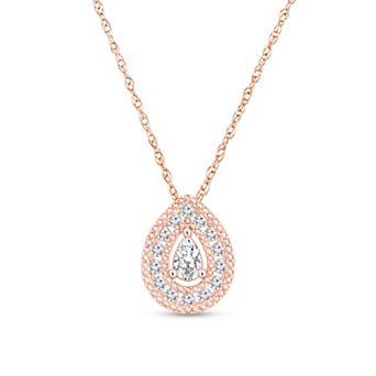 Diamaison 10k Rose Gold 1/5 Carat T.W. Diamond Pear Pendant Necklace