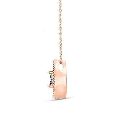 Diamaison 10k Rose Gold 1/5 Carat T.W. Diamond Pear Pendant Necklace