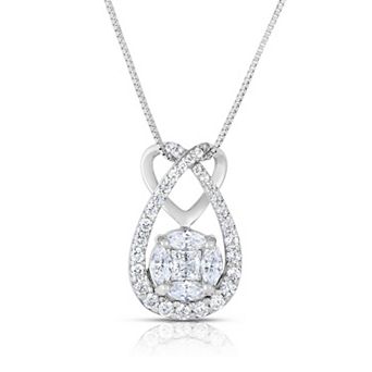 Diamaison 14k White Gold 3/4 Carat T.W. Diamond Pendant Necklace