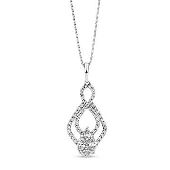 Diamaison 14k White Gold 1/2 Carat T.W Scalloped Pendant Necklace