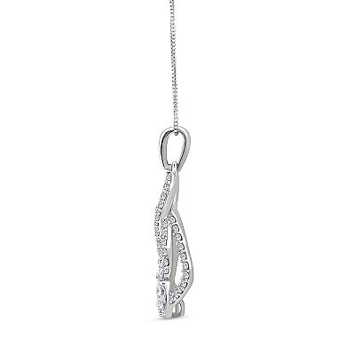 Diamaison 14k White Gold 1/2 Carat T.W Scalloped Pendant Necklace