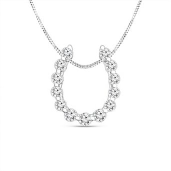Diamaison 10k White Gold 1/4 Carat T.W. Diamond Pendant Necklace