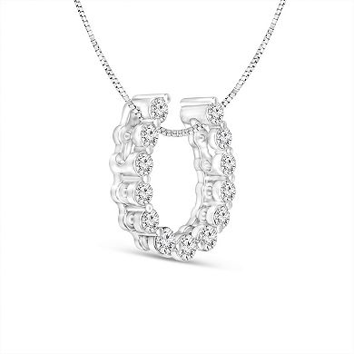 Diamaison 10k White Gold 1/4 Carat T.W. Diamond Pendant Necklace