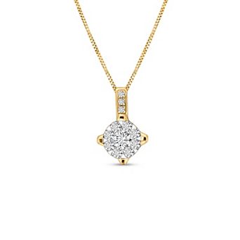 Diamaison 10k Gold 1/5 Carat T.W. Diamond Pendant Necklace