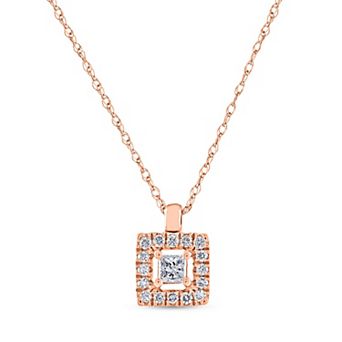 Diamaison 10k Rose Gold 1/6 Carat T.W. Diamond Pendant Necklace
