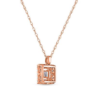 Diamaison 10k Rose Gold 1/6 Carat T.W. Diamond Pendant Necklace