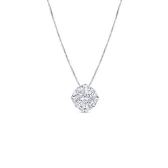 14k White Gold 1/6 Carat T.W. Diamond Solitaire Pendant Necklace