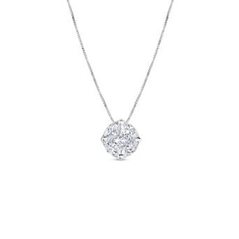 Diamaison 14k White Gold 1/6 Carat T.W. Diamond Solitaire Pendant Necklace