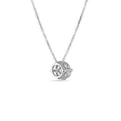 Diamaison 14k White Gold 1/6 Carat T.W. Diamond Solitaire Pendant Necklace