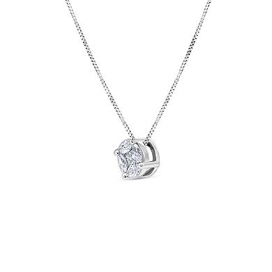 Diamaison 14k White Gold 1/6 Carat T.W. Diamond Solitaire Pendant Necklace