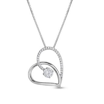 Diamaison 14k White Gold 1/4 Carat T.W. Diamond Pendant Necklace