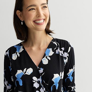Women's Nine West Long Sleeve Drapey Wrap Top