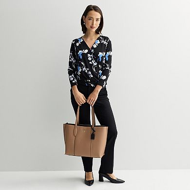 Women's Nine West Long Sleeve Drapey Wrap Top