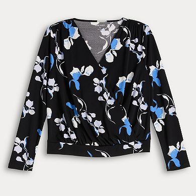 Women's Nine West Long Sleeve Drapey Wrap Top