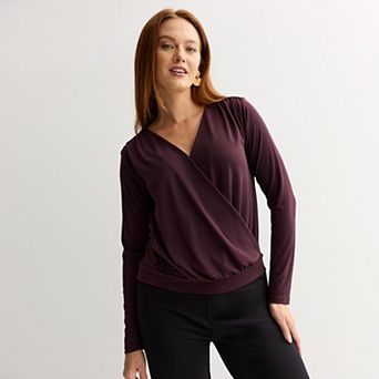 Women's Nine West Long Sleeve Drapey Wrap Top