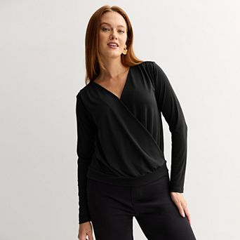 Women's Nine West Long Sleeve Drapey Wrap Top