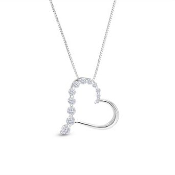 Diamaison 14k White Gold 1/4 Carat T.W. Diamond Pendant Necklace