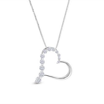 14k White Gold 1/2 Carat T.W. Diamond Heart Pendant Necklace