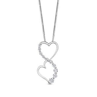 10k White Gold 1/4 Carat T.W. Diamond Heart Pendant Necklace