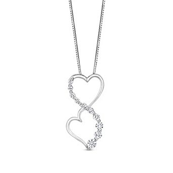 Diamaison 10k White Gold 1/4 Carat T.W. Diamond Heart Pendant Necklace