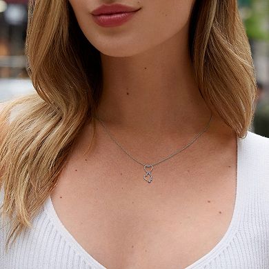 Diamaison 14k White Gold 1/2 Carat T.W. Double Heart Drop Pendant Necklace