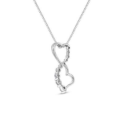Diamaison 14k White Gold 1/2 Carat T.W. Double Heart Drop Pendant Necklace