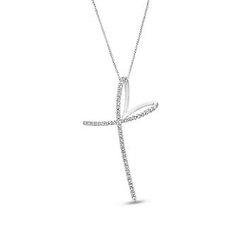 Diamaison 10k White Gold 1/3 Carat T.W. Diamond Pendant Necklace