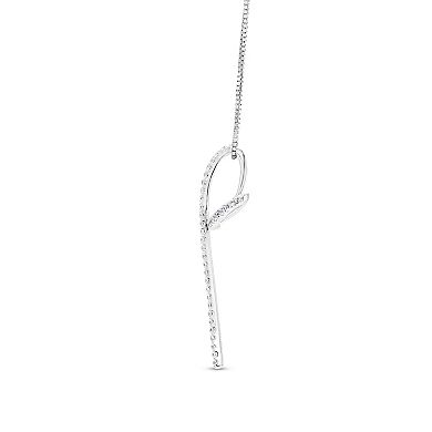 Diamaison 14k White Gold 1/3 Carat T.W. Modern Curved Cross Pendant Necklace